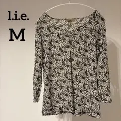 アイイー　総柄カットソー　Ｍ　ボタニカル　モノトーン　長袖　ブラウス　トップス