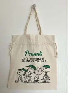 新品＊スヌーピー　帆布2wayトートバッグ 巾着ショルダーバッグ①