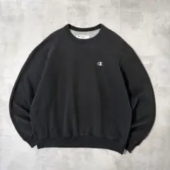 USA古着　champion　ブランク スウェット　無地　目付き　フェード　黒