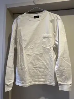ホワイト 長袖Tシャツ Lサイズ ポケット付き