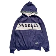 7AS6 YANKEES パーカー　スウェット　刺繍　M 青　MLB 古着