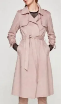ZARA❤️スエード調トレンチコート　ピンク