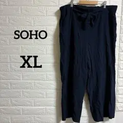 海外古着♡SOHO【XL】ネイビーリボン付きガウチョパンツ 大きめ