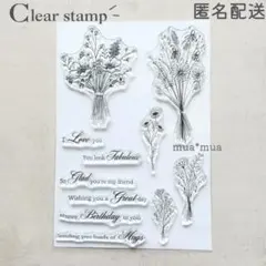 クリアスタンプ　透明スタンプ　スタンプシート　S875　スワッグ　花束　お花