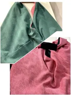 高級シルク入り総柄生地三角バッグリバーシブルハンドメイドトートバッグ（６３２）