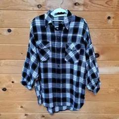 チェック柄 長袖ネルシャツ オーバーサイズ