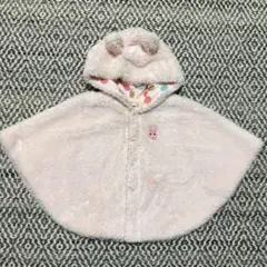 ミキハウス　ホットビスケッツ　淡いピンクのベビーポンチョ