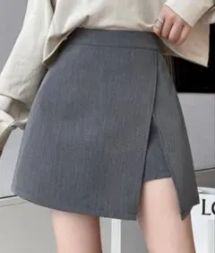 グレー フロントスリットミニスカート　Mサイズ