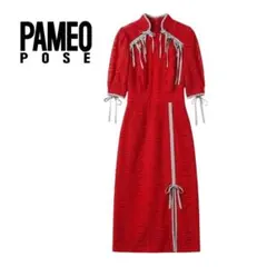 新品タグ付【PAMEO POSE】チャイナ風レースマキシドレス 赤 Mのサムネイル
