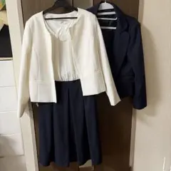 ホワイトブラックドレス 白と紺のジャケット付き
