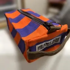 BEAMS BOY ボーダー柄 ポーチ 小物入れ オレンジ ブルー
