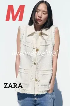 新品 ZARA M バーズアイ ツイード ベスト