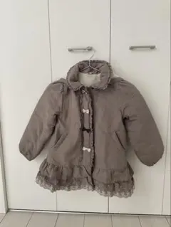 フリル付きグレー中綿コート 130cm