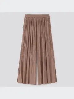 新品タグ付★ユニクロ★ワッシャーサテンスカートパンツ ブラウン/M 未開封 送込
