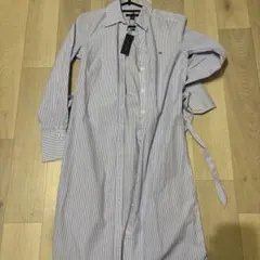 トミーヒルフィガー　ストライプ 長袖 シャツワンピース リボン付き　トミー