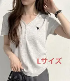 【U.S. POLO ASSN.】接触冷感VネックヘンリーリブカットソーLサイズ