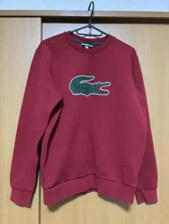Lacoste バーガンディ刺繍トレーナー