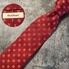 AN171 Paul Stuart レッド 花柄 シルク ネクタイのサムネイル