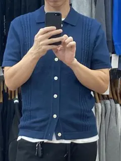 J.CREW ジェイクルー 襟付 半袖ニットポロ ネイビー メンズ Sのサムネイル