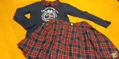 美品★メゾピアノｊｒ　チェックスカート＆トップス　セット★M(150）