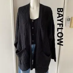 BAYFLOW ケーブル編み ニットカーディガン 長袖 ブラック
