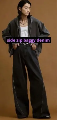 soerte side zip baggy denin