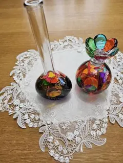 ムラノ 金彩 ミルフィオリ 香水瓶 パフュームボトルヴェネチアン 2個