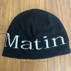 Matin Kim LOGO LINEN SHORT BEANIE BLACK