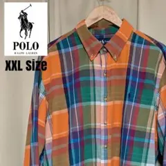 ポロ ラルフローレン クレイジーパターン シャツ XXL マルチカラー 90s