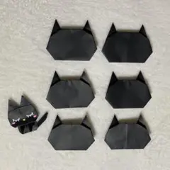 折り紙　黒猫の顔パーツ　６枚　　(おまけつき)