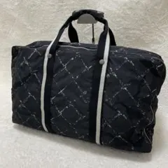 【美品】シャネル 旧トラベルライン ボストンバッグ 旅行鞄 大容量 ブラック