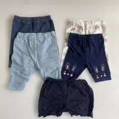 ベビー用ハーフ丈レギンス80センチ　5点セット