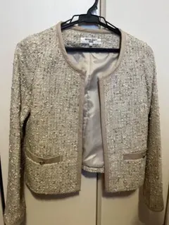 NATURAL BEAUTY BASIC ノーカラージャケット S ベージュ系