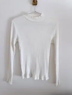 ユニクロ リブハイネックT オフホワイト M