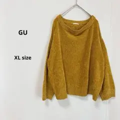 GU ジーユー　モールヤーンボートネックセーター　XL マスタードイエローのサムネイル