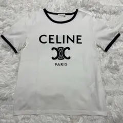 212【未使用級】CELINE トリオンフロゴ リンガーTシャツXS 紺色 白 