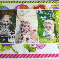 ②未使用　可愛い女の子パネル生地（綿麻）3枚＆ロラライハリス生地です。