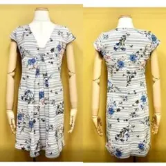 EGERIE 花柄　ボーダー　チュニック　ワンピース　フラワープリント　ブルー