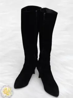 ギンザカネマツ ❦ 銀座かねまつ 黒　ロングブーツ　スエード　美脚