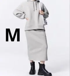 GU　ヘビーウェイトスウェットナロースカート　裏起毛　M グレー