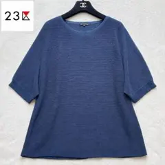 美品✨23区 半袖サマーニット 46 大きいサイズ リネン ボートネックのサムネイル