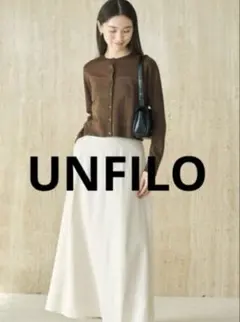 UNFILO リネンレーヨン セミフレアスカート　リネン混合　Aラインのサムネイル