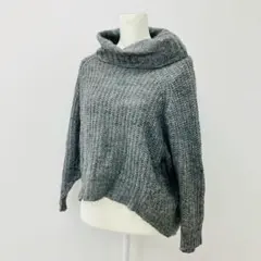 【a0280】ナイスクラップ ハイネックセーター グレー 無地