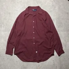 ラルフローレン　ギンガムチェック　長袖シャツ　渋赤　グレー　L　90s　希少色