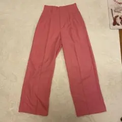 ピンク ワイドレッグ スラックス