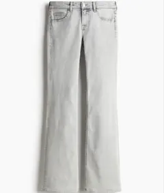 H&M フレアパンツ フレアードローデニム ライトグレー 34 Sサイズ