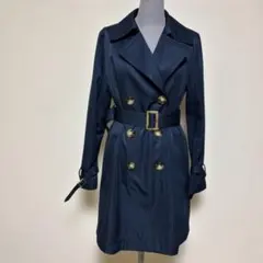 Emilyan ネイビー トレンチコート ダブルブレスト ベルト付きのサムネイル