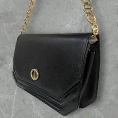 極美品✨クリスチャンディオール ショルダー シボ革 チェーン ゴールド金具