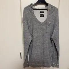 DIESEL フード付きグレーVネックパーカー
