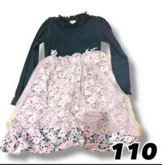 フラワープリント長袖ワンピース